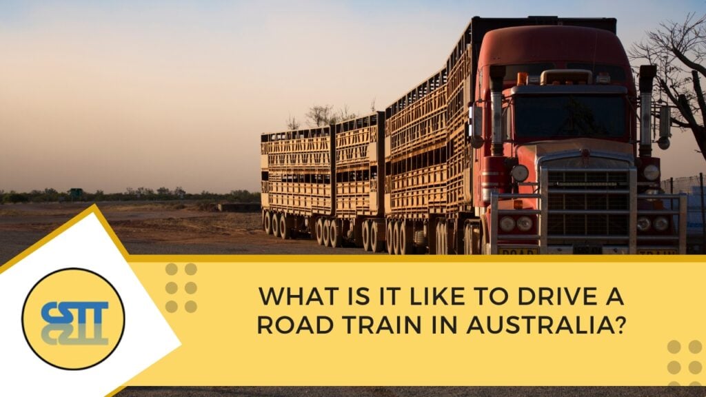 Australian road train parked in a rural area during sunset, showcasing heavy vehicle operations as part of transport training