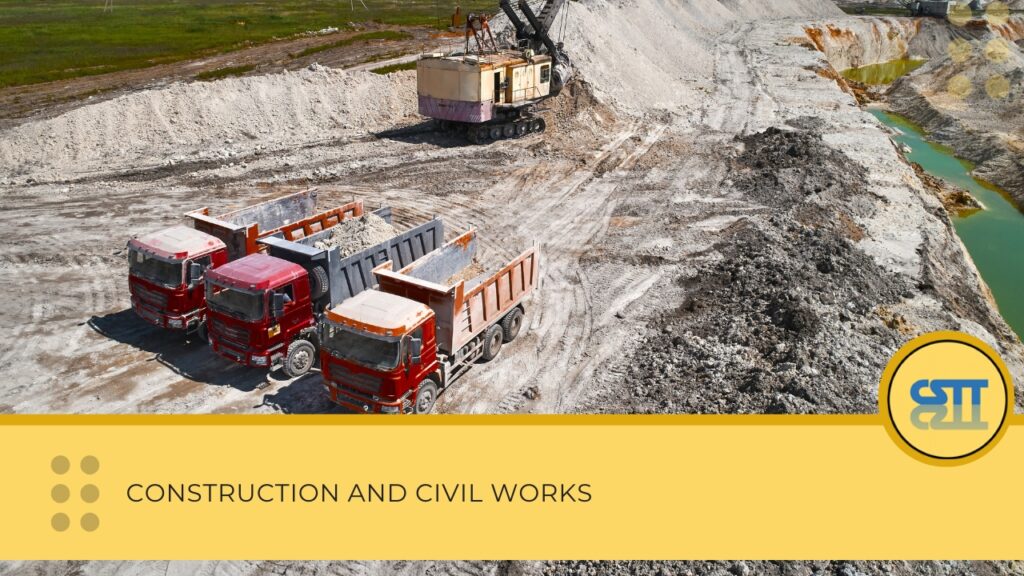 A three red tipper trucks lined up in a vast open-pit mine
