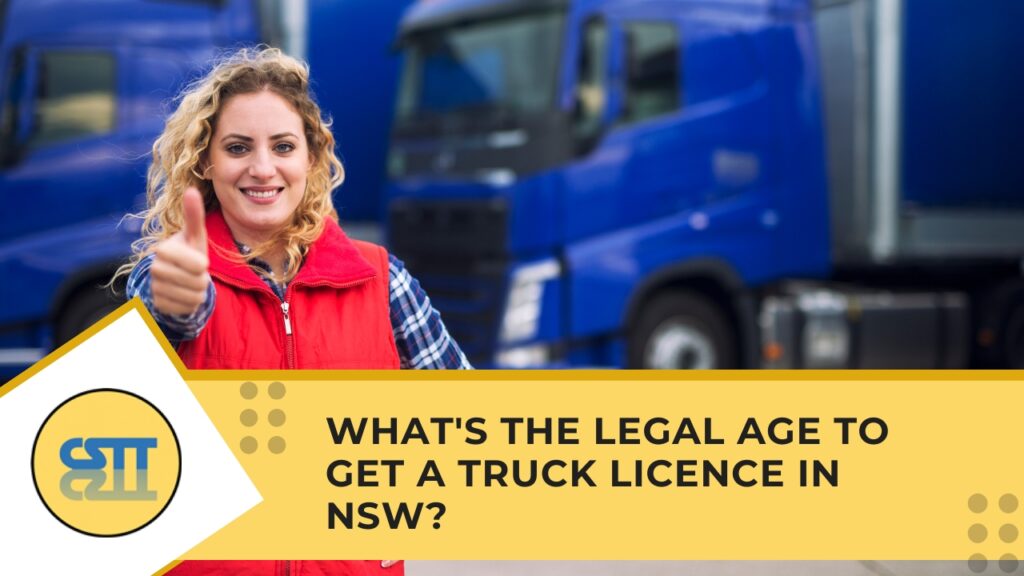 A graphic featuring a smiling woman giving a thumbs-up in front of a blue truck