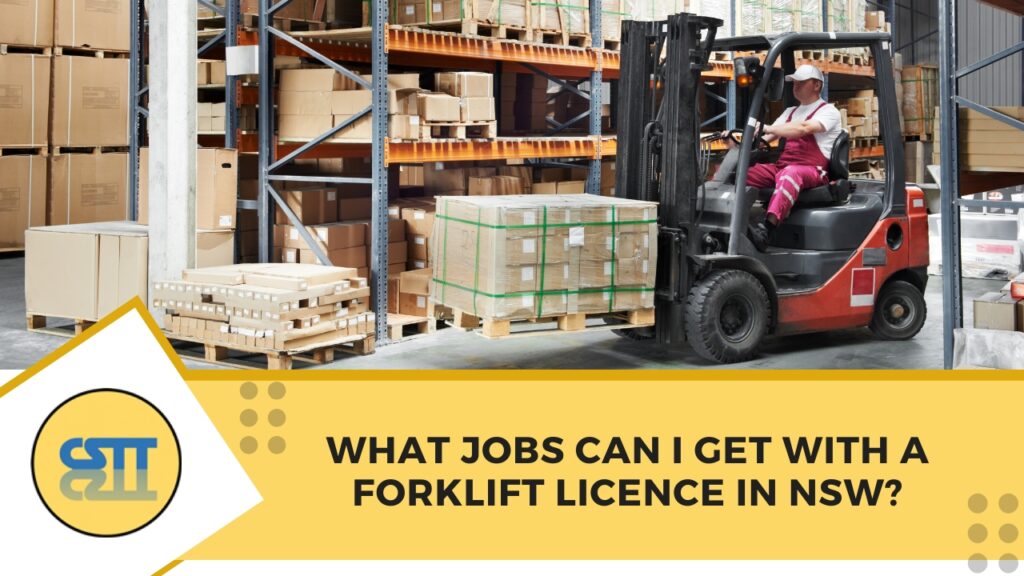 A forklift driver moving a loaded pallet inside a warehouse